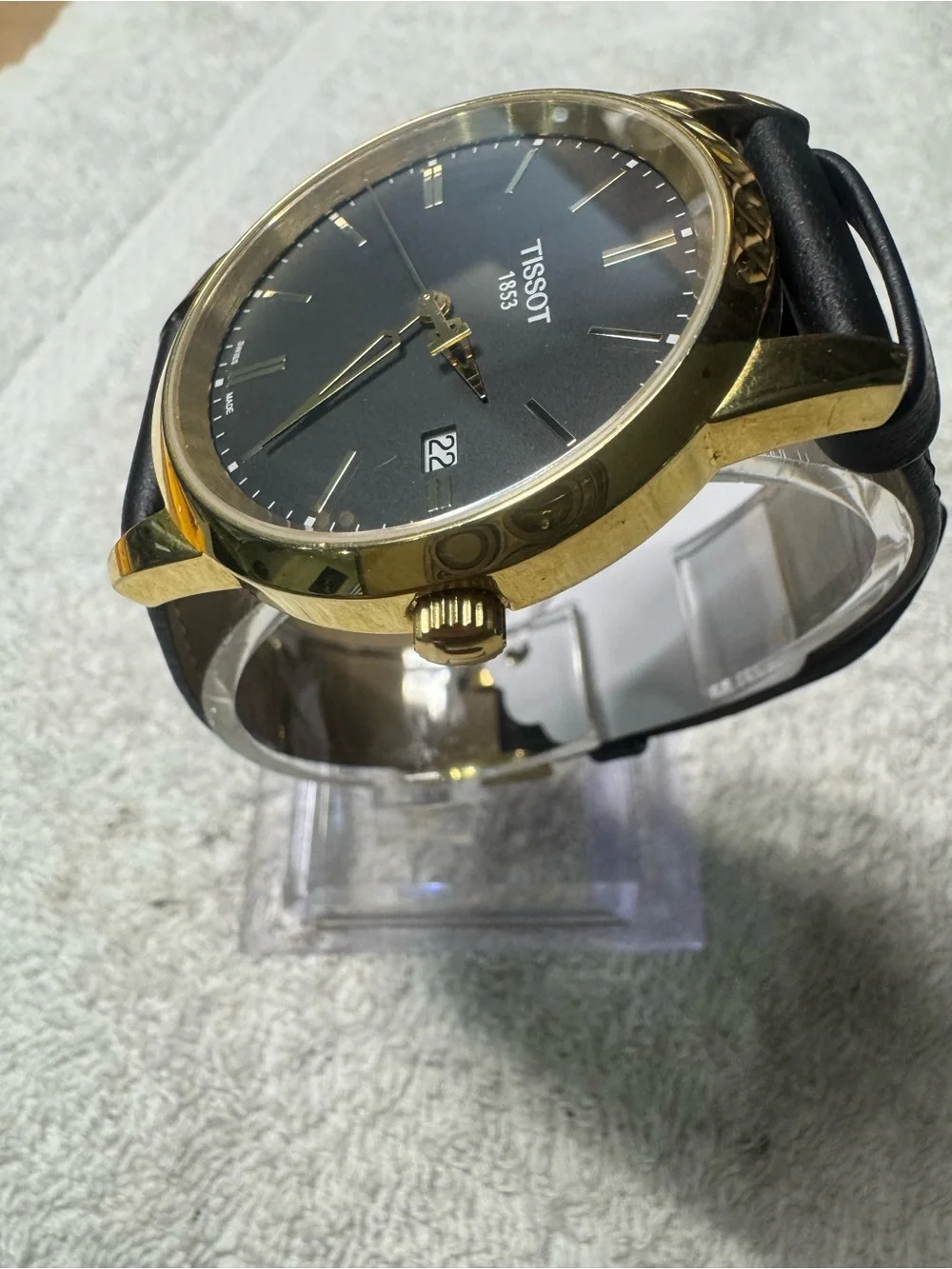 Tissot Black Dial Gold-Tone Case Men's Watch